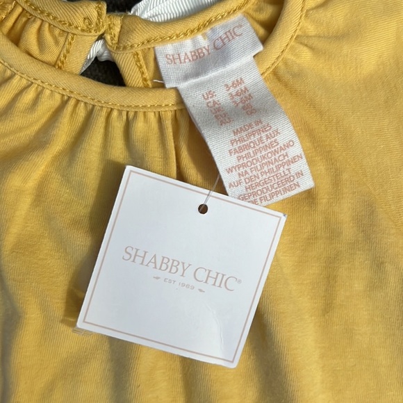 Shabby Chic Baby Outfit Yellow Top Blue Floral Pant Matching Set - Picture 2 of 4